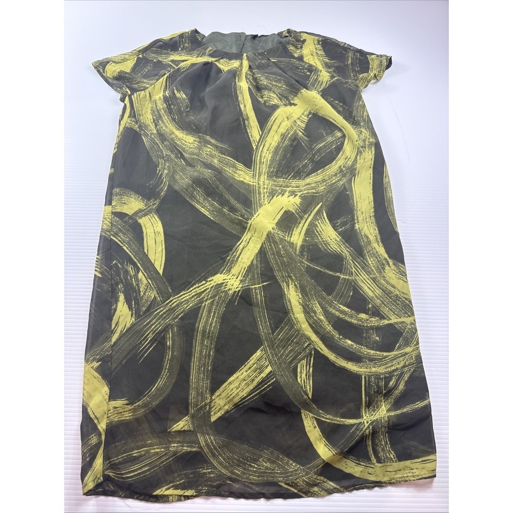 Stile Benetton Short Dress striking graphic brushstroke Yellow Gray Size S